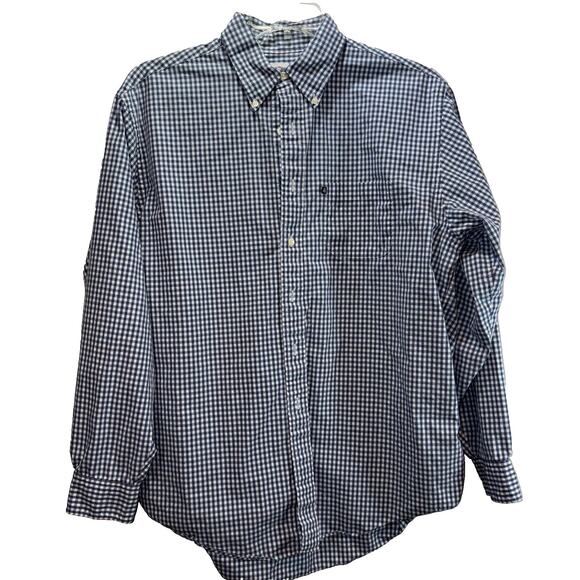 Brooks Brothers 346 Button Down Shirt Mens Large Blue Check VintagePreppy Casual - Picture 1 of 3
